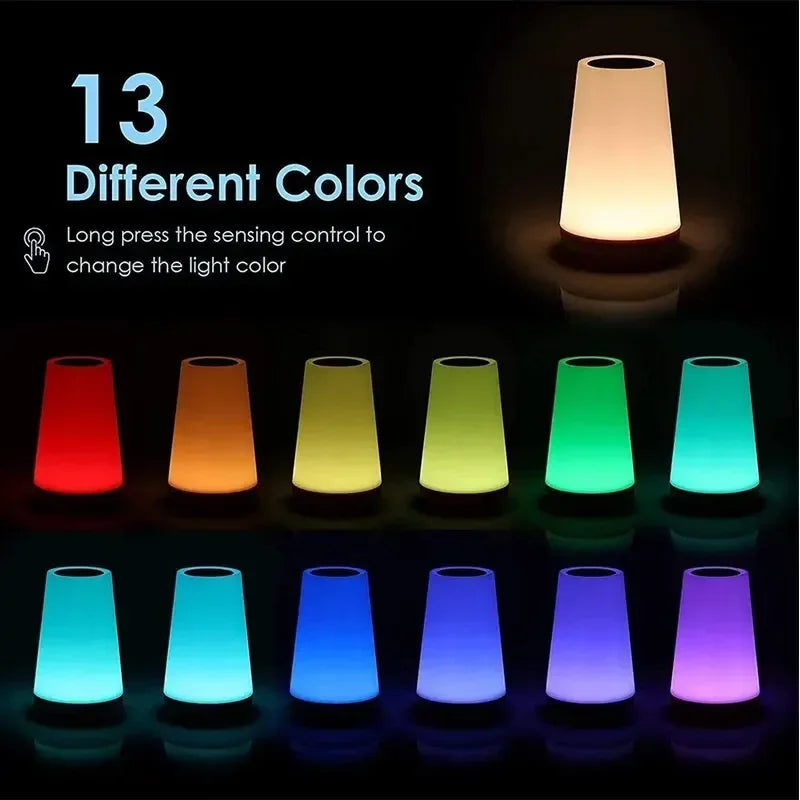 13 Color changing night light remote control touch USB charging RGB night lamp adjustable bedroom bedside atmosphere desk light