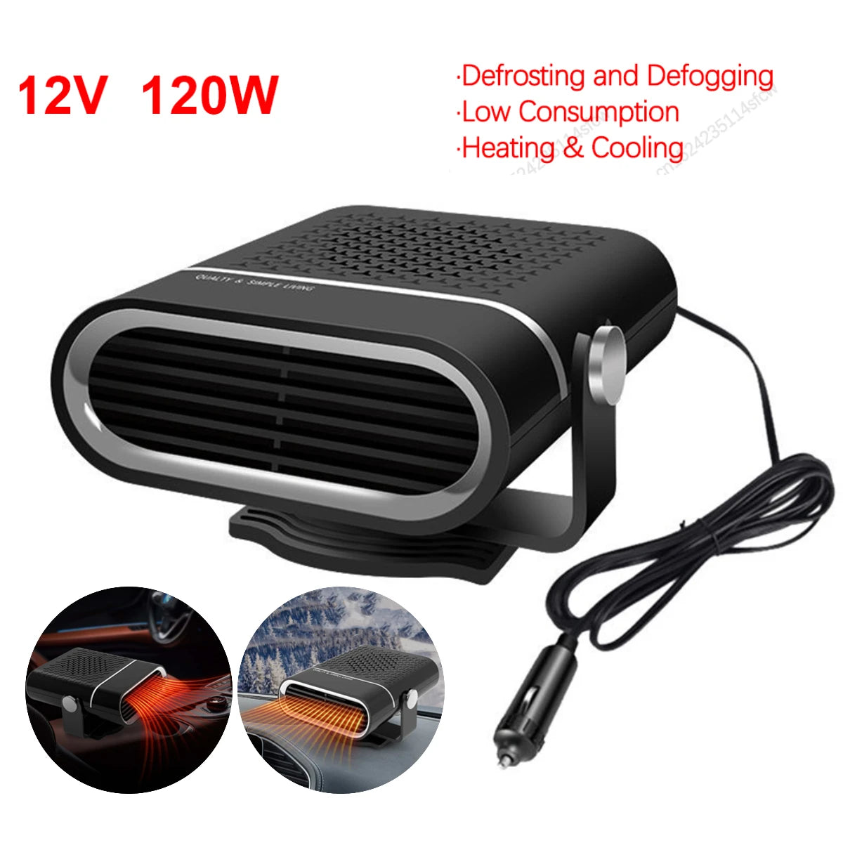 12V/24V Portable Car Heater Fan Fast Heating Window Windshield Defogging Defrosting Electric Heating Fan Car Anti-Fog Heater