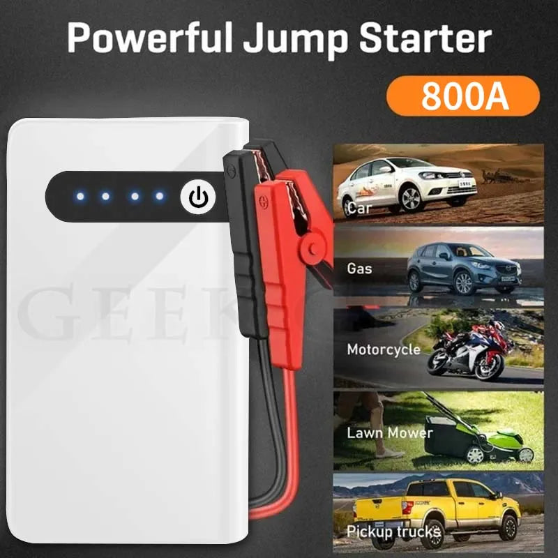 12V 800A Car Jump Starter Emergency Battery Booster Quick Start Power Bank With LED Flashlight Charger For Phone