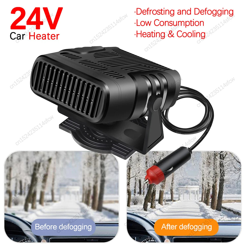 12V/24V Portable Car Heater Fan Fast Heating Window Windshield Defogging Defrosting Electric Heating Fan Car Anti-Fog Heater